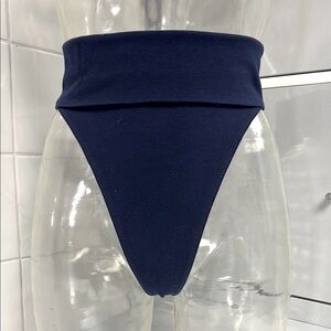 Vtg 80s Thong Back Aerobics Half Leotard M—Unworn Navy Blue